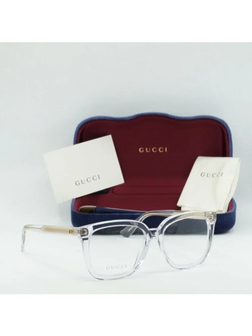 Gucci GG1319O 003 Square Eyeglasses – Transparent With Gold